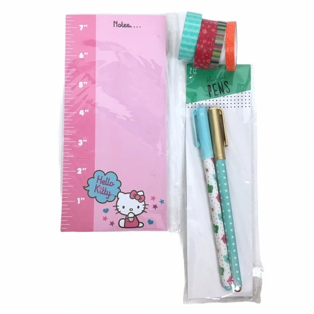 HELLO KITTY Stationery Set Planner Kit Magnetic Listpad Notepad Pens Washi Tape